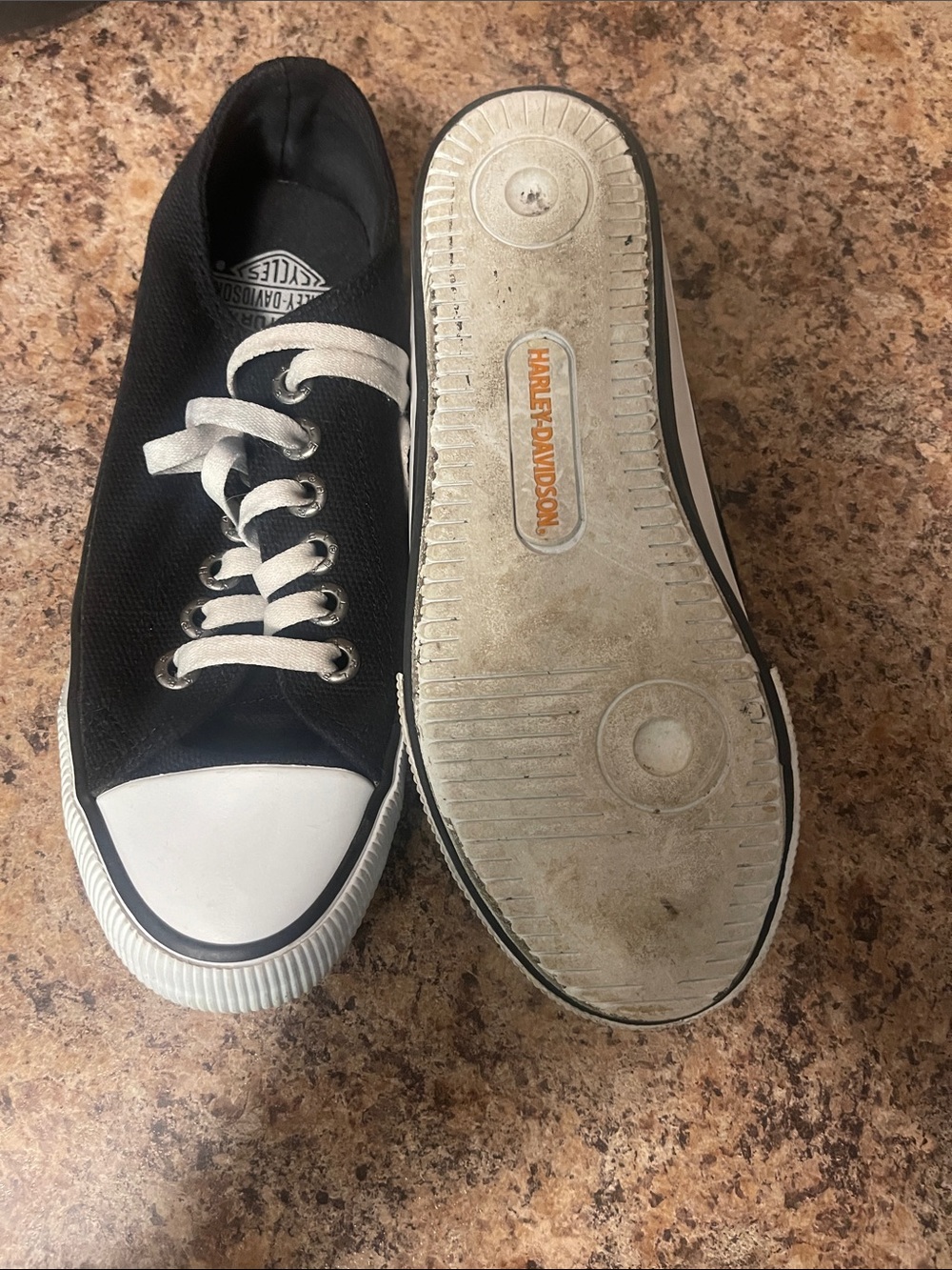 Harley-Davidson Black Canvas Low-Top Sneakers with White Accents